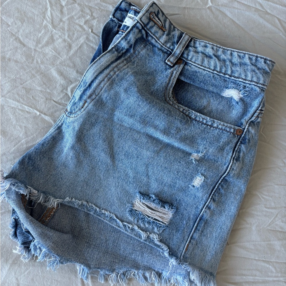 Garage Light Blue Distressed Jean Shorts